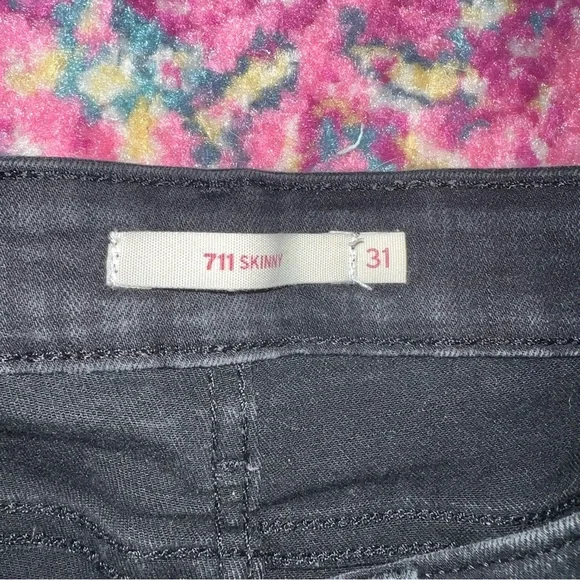 Levi’s 711 Tall Skinny Black Distressed Jeans - Picture 5 of 6